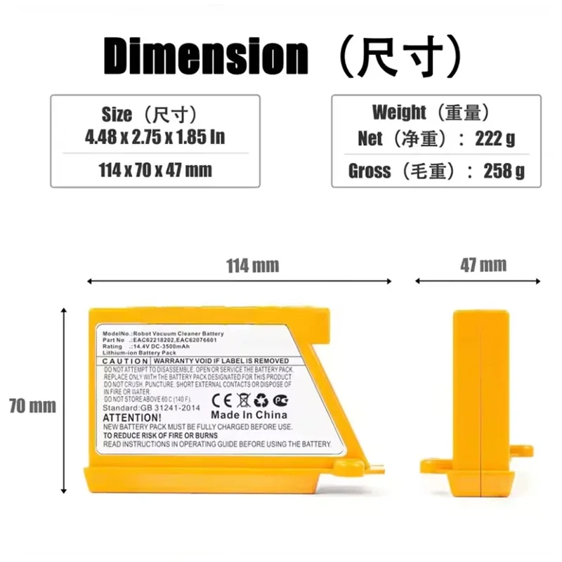 Vacuum Battery for LG VR6260LV - 4S Lipo Battery 14.8V 6000Mah recension och pris